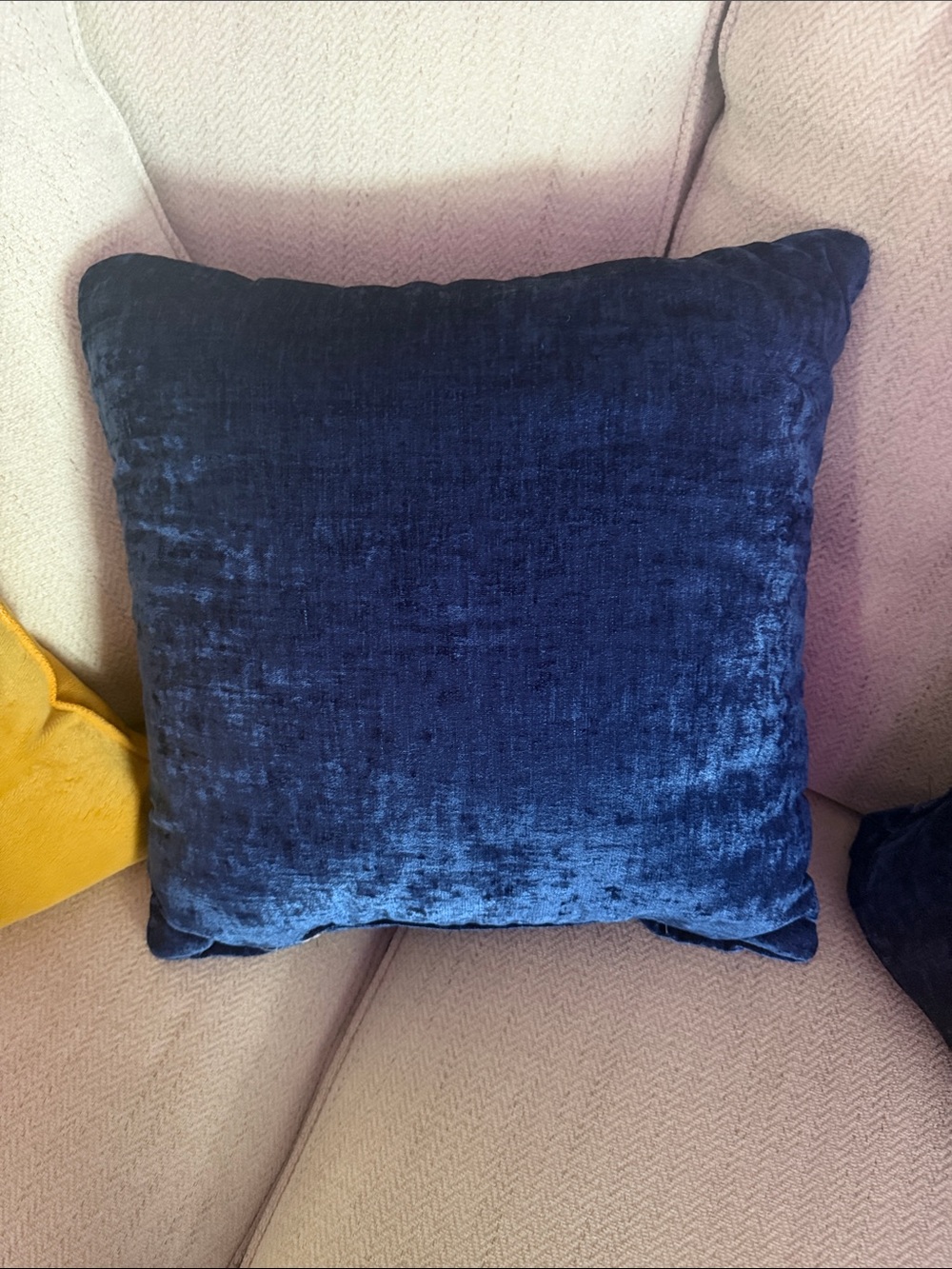 Two plush Velvet Accent Pillow in Navy Blue - Picture 3 of 6